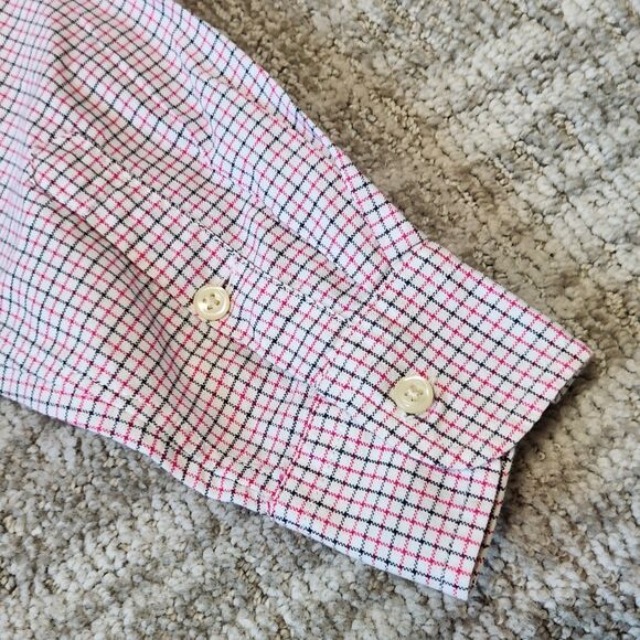 Ralph Lauren boy's long sleeve button down plaid top pink white black sz L 14-16 - Picture 11 of 12